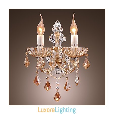 Designer Touch Decorative Elegant Crystal Wall Light with 2 Lights