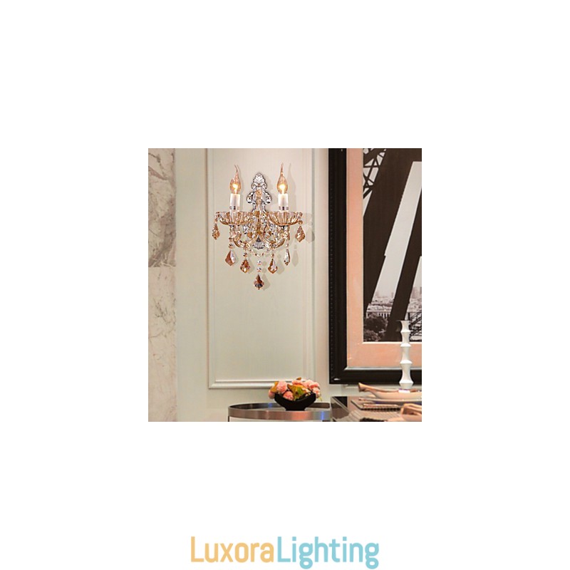 Designer Touch Decorative Elegant Crystal Wall Light with 2 Lights