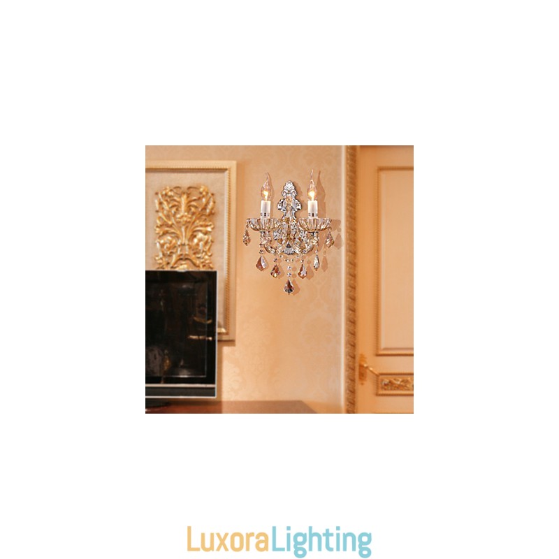 Designer Touch Decorative Elegant Crystal Wall Light with 2 Lights