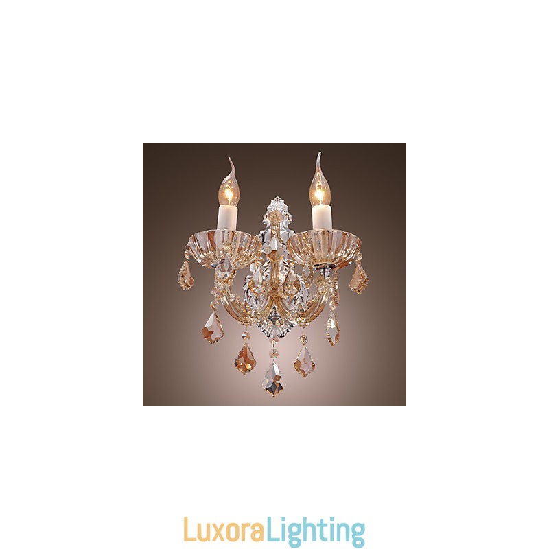 Designer Touch Decorative Elegant Crystal Wall Light with 2 Lights