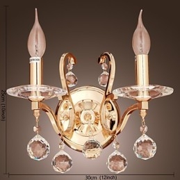 Designer Touch Decorative Golden Crystal Wall Light with 2 Lights