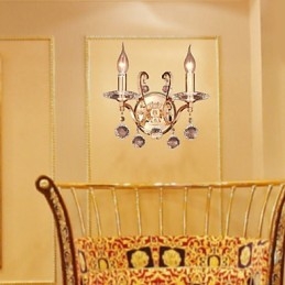 Designer Touch Decorative Golden Crystal Wall Light with 2 Lights