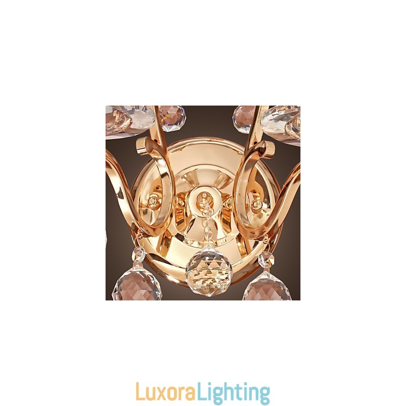 Designer Touch Decorative Golden Crystal Wall Light with 2 Lights