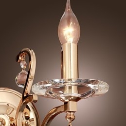 Designer Touch Decorative Golden Crystal Wall Light with 2 Lights