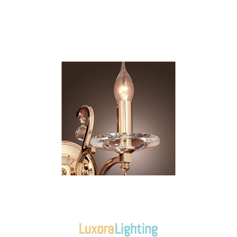 Designer Touch Decorative Golden Crystal Wall Light with 2 Lights