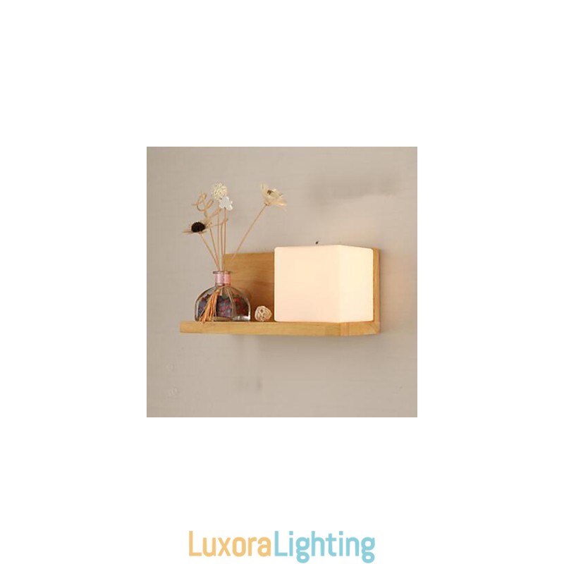 Designer Touch Decorative Creative Contemporary And Contracted Solid Wood Glass Wall Lamp