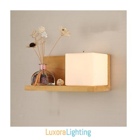 Designer Touch Decorative Creative Contemporary And Contracted Solid Wood Glass Wall Lamp
