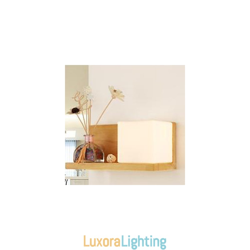 Designer Touch Decorative Creative Contemporary And Contracted Solid Wood Glass Wall Lamp