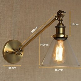 Designer Touch Decorative The Iron Glass Bronze Brass Arm Style Retro Creative American Country Hall Bedroom Wall Lamp