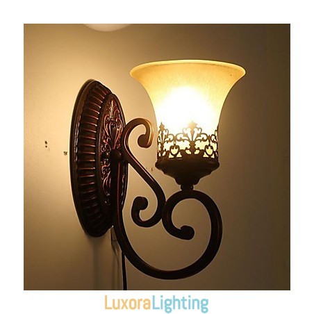 Designer Touch Decorative Europe Type Restoring Ancient Ways Wrought Iron Bedroom Glass Wall Lamp Light