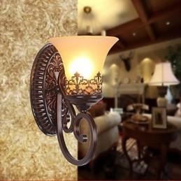 Designer Touch Decorative Europe Type Restoring Ancient Ways Wrought Iron Bedroom Glass Wall Lamp Light