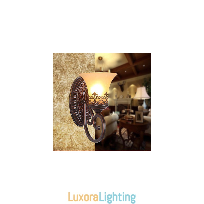 Designer Touch Decorative Europe Type Restoring Ancient Ways Wrought Iron Bedroom Glass Wall Lamp Light