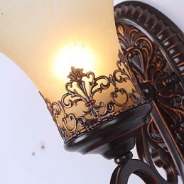 Designer Touch Decorative Europe Type Restoring Ancient Ways Wrought Iron Bedroom Glass Wall Lamp Light