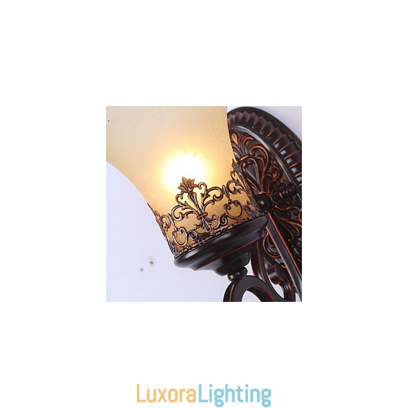 Designer Touch Decorative Europe Type Restoring Ancient Ways Wrought Iron Bedroom Glass Wall Lamp Light