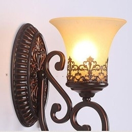 Designer Touch Decorative Europe Type Restoring Ancient Ways Wrought Iron Bedroom Glass Wall Lamp Light