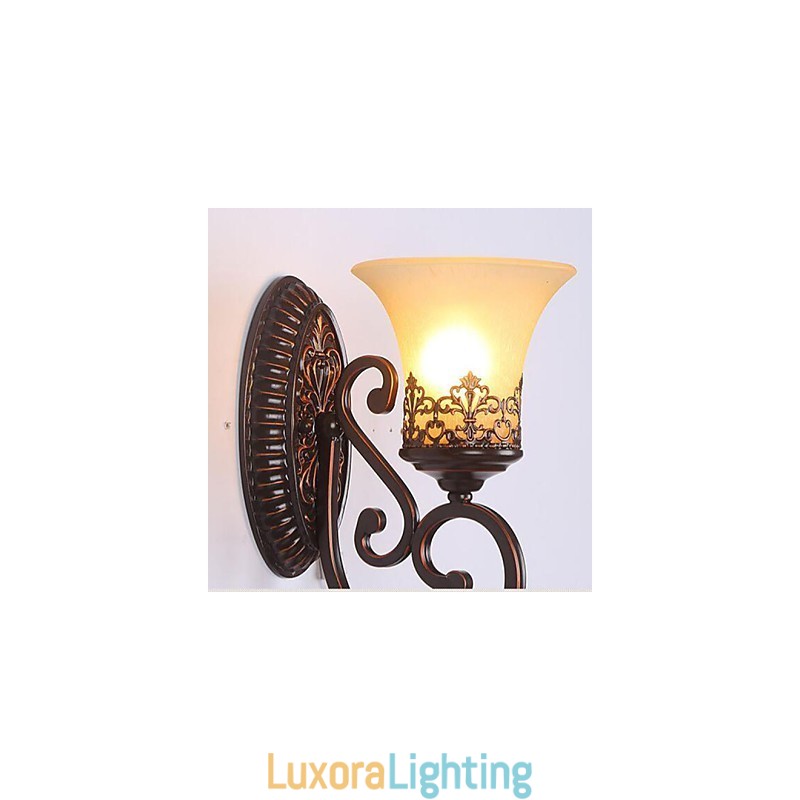 Designer Touch Decorative Europe Type Restoring Ancient Ways Wrought Iron Bedroom Glass Wall Lamp Light