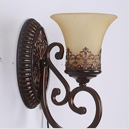 Designer Touch Decorative Europe Type Restoring Ancient Ways Wrought Iron Bedroom Glass Wall Lamp Light