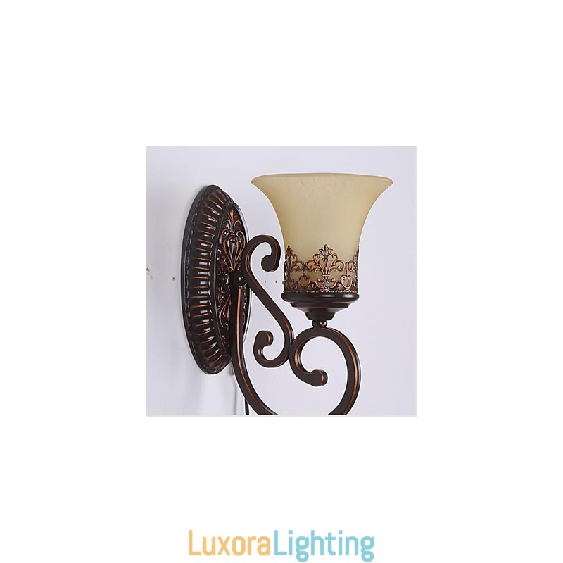 Designer Touch Decorative Europe Type Restoring Ancient Ways Wrought Iron Bedroom Glass Wall Lamp Light