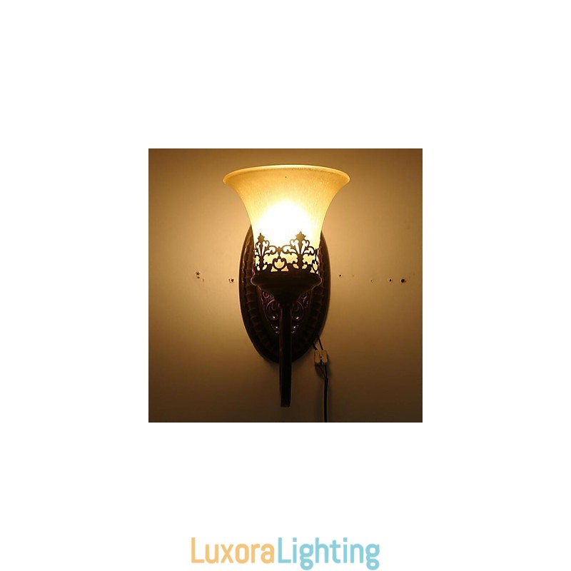 Designer Touch Decorative Europe Type Restoring Ancient Ways Wrought Iron Bedroom Glass Wall Lamp Light