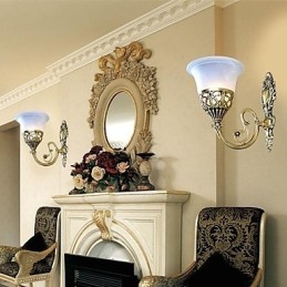 Designer Touch Decorative Bronze Wall Sconces Lights Moire Glass European Retro Classic 220V
