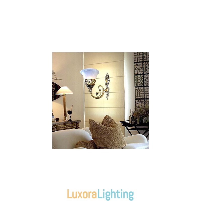 Designer Touch Decorative Bronze Wall Sconces Lights Moire Glass European Retro Classic 220V