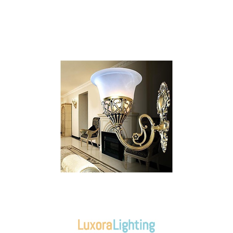 Designer Touch Decorative Bronze Wall Sconces Lights Moire Glass European Retro Classic 220V