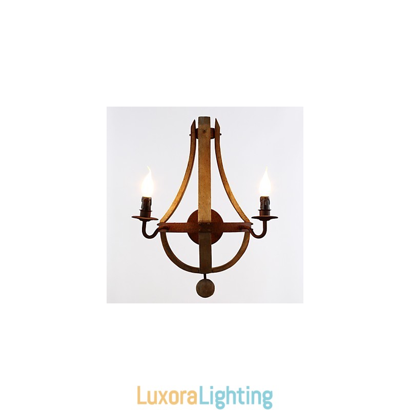 Designer Touch Decorative Mini Style Wall Sconces Rustic Lodge Wood Bamboo