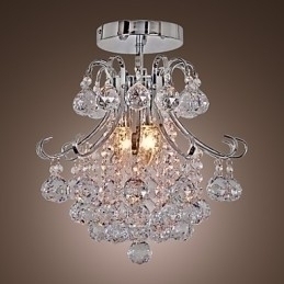 Designer Touch Decorative Modern Contemporary Crystal Mini Style Electroplated Metal Chandelier Flush Mount