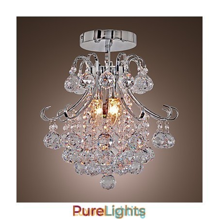 Designer Touch Decorative Modern Contemporary Crystal Mini Style Electroplated Metal Chandelier Flush Mount