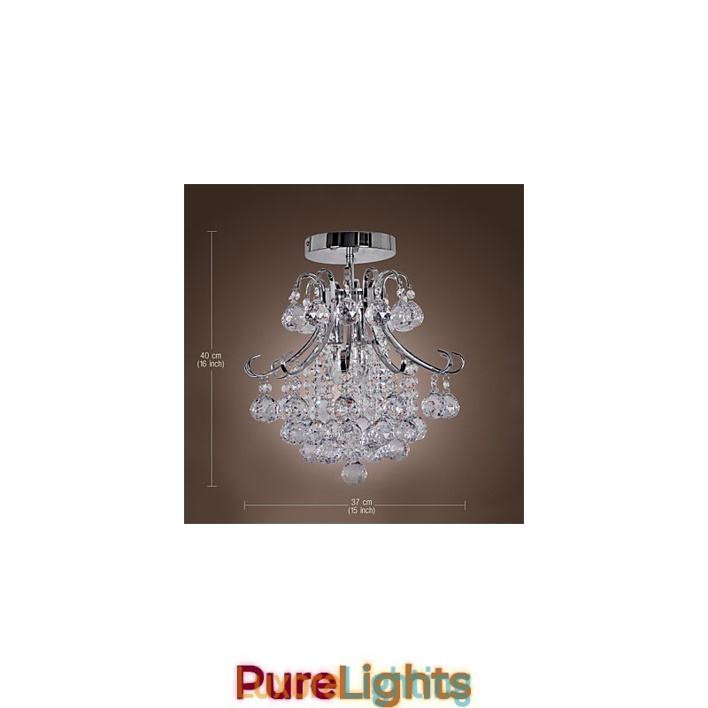 Designer Touch Decorative Modern Contemporary Crystal Mini Style Electroplated Metal Chandelier Flush Mount