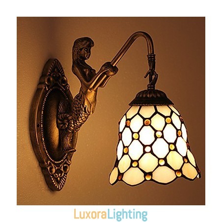 Designer Touch Decorative European Contracted Rural Creative Wrought Iron Wall Lamp Glass Lights