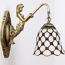 Designer Touch Decorative European Contracted Rural Creative Wrought Iron Wall Lamp Glass Lights