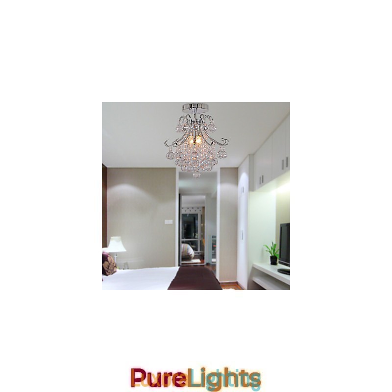 Designer Touch Decorative Modern Contemporary Crystal Mini Style Electroplated Metal Chandelier Flush Mount