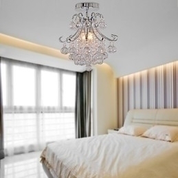 Designer Touch Decorative Modern Contemporary Crystal Mini Style Electroplated Metal Chandelier Flush Mount