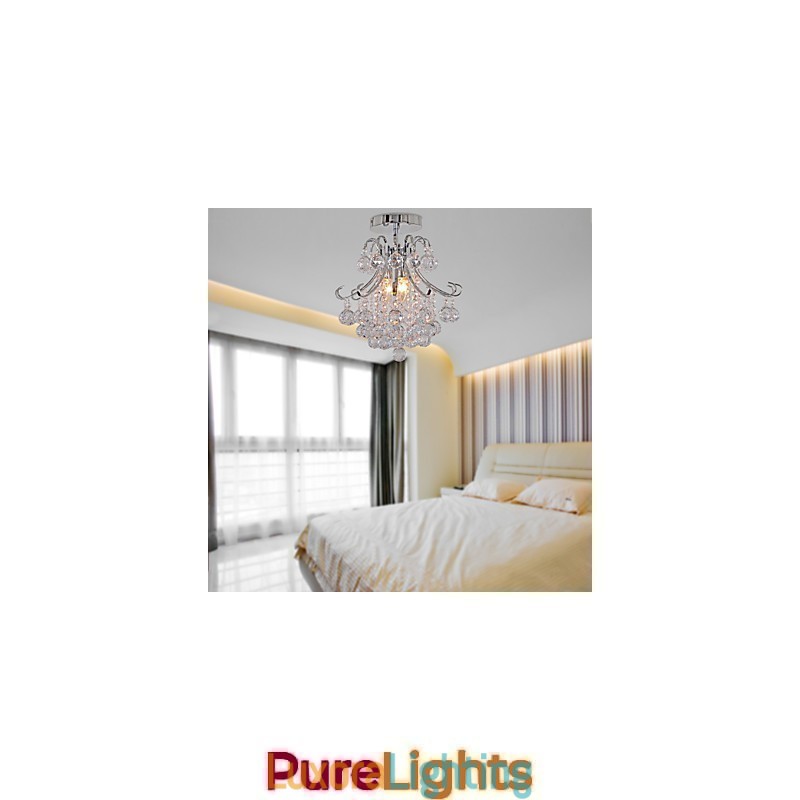 Designer Touch Decorative Modern Contemporary Crystal Mini Style Electroplated Metal Chandelier Flush Mount