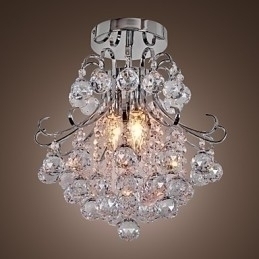 Designer Touch Decorative Modern Contemporary Crystal Mini Style Electroplated Metal Chandelier Flush Mount