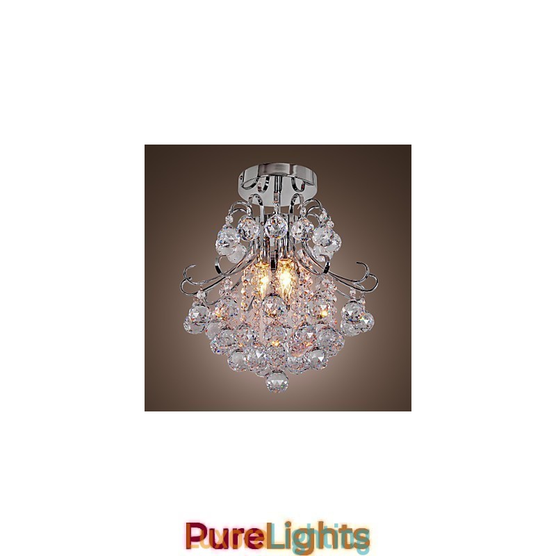 Designer Touch Decorative Modern Contemporary Crystal Mini Style Electroplated Metal Chandelier Flush Mount
