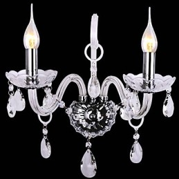 Designer Touch Decorative Modern Crystal Wall Lights with 2 Lights in Candle Feature