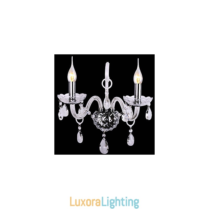 Designer Touch Decorative Modern Crystal Wall Lights with 2 Lights in Candle Feature