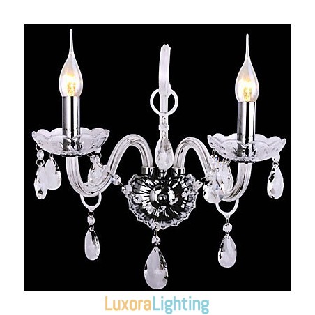 Designer Touch Decorative Modern Crystal Wall Lights with 2 Lights in Candle Feature