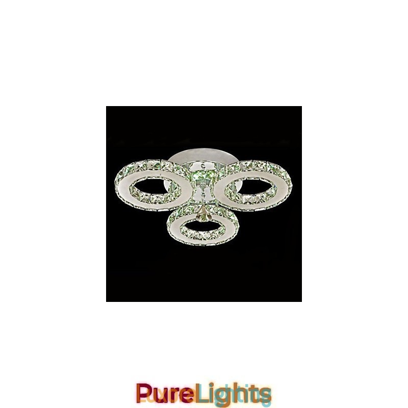 Designer Touch Decorative Crystal Flush Mount 3 Lights Modern Transparent Electroplating Stainless Steel