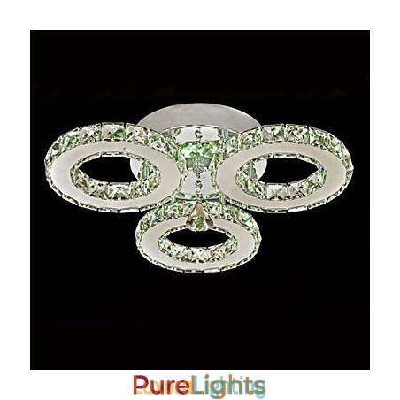 Designer Touch Decorative Crystal Flush Mount 3 Lights Modern Transparent Electroplating Stainless Steel