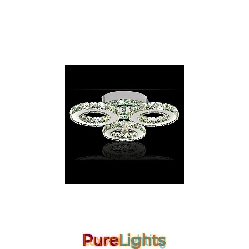 Designer Touch Decorative Crystal Flush Mount 3 Lights Modern Transparent Electroplating Stainless Steel