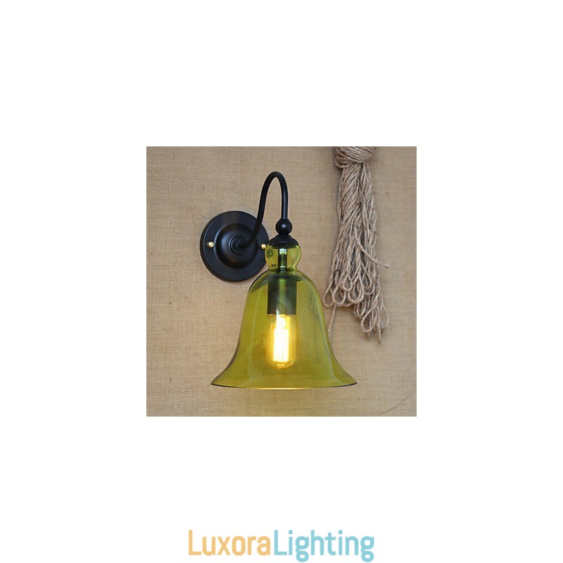 Designer Touch Decorative American Rural Countryside Minimalist Blue Glass Wall Lamp Living Room Hallway