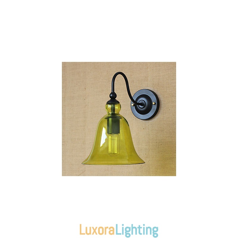 Designer Touch Decorative American Rural Countryside Minimalist Blue Glass Wall Lamp Living Room Hallway