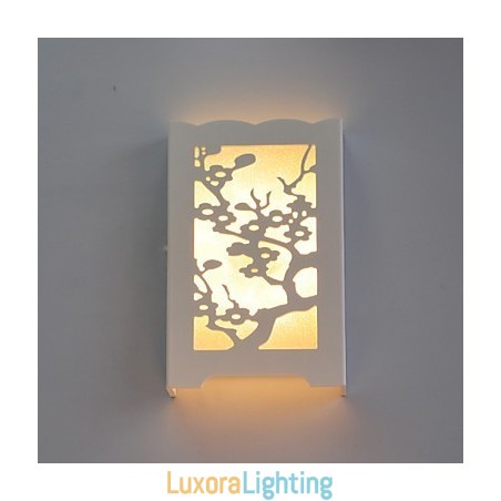 Designer Touch Decorative White The Plum Flower Wall Lamp Of Carve Patterns Or Designs On Woodwork Lights