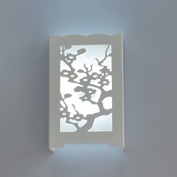 Designer Touch Decorative White The Plum Flower Wall Lamp Of Carve Patterns Or Designs On Woodwork Lights