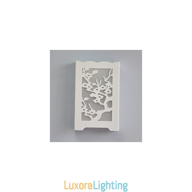 Designer Touch Decorative White The Plum Flower Wall Lamp Of Carve Patterns Or Designs On Woodwork Lights