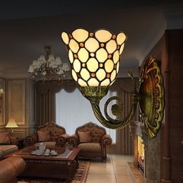 Designer Touch Decorative European Mediterranean Contracted Rural Creative Wrought Iron Wall Lamp Glass Lights