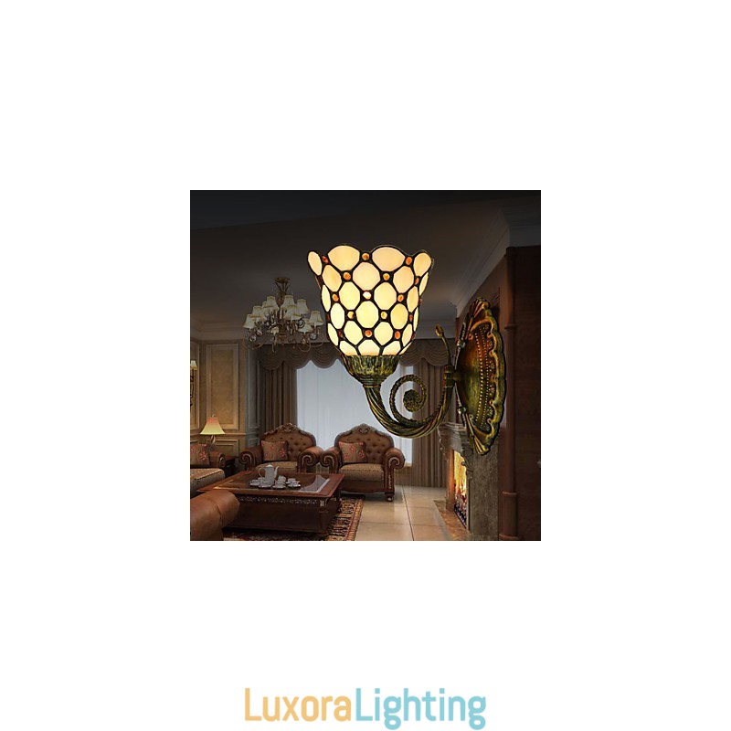 Designer Touch Decorative European Mediterranean Contracted Rural Creative Wrought Iron Wall Lamp Glass Lights